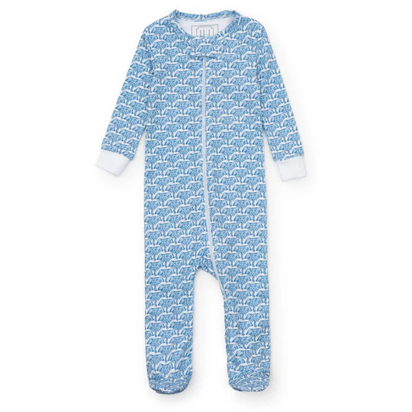 African Elephants Blue Parker Zipper Pajama