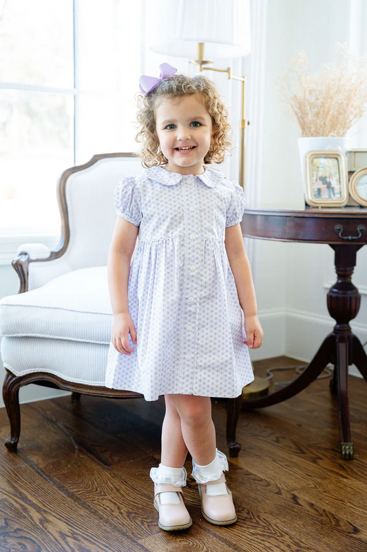 Purple Floral Button Front Dress
