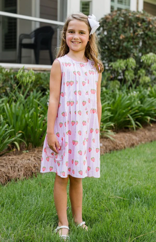 Reagan Strawberry Button Front Dress