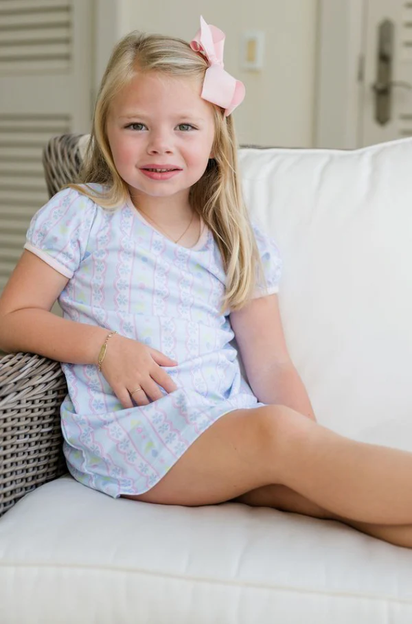 Blue Floral Scallop Play Dress