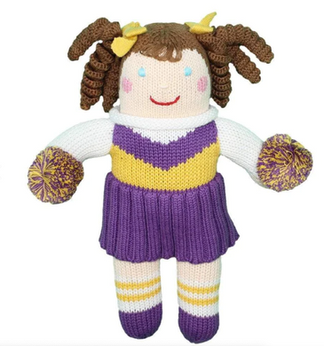 Knit Cheerleader purple and gold  12”