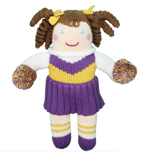 Knit Cheerleader purple and gold  7”