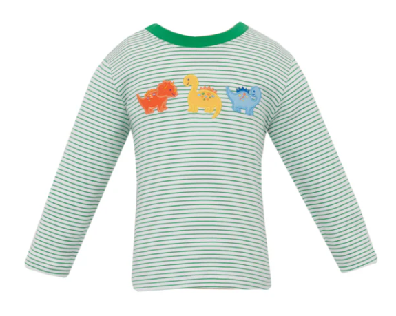 DINOSAURS - Green Knit Stripe T-Shirt