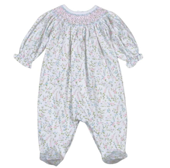 Vivian Floral Hand Smocked Bishop Footie VIV-514