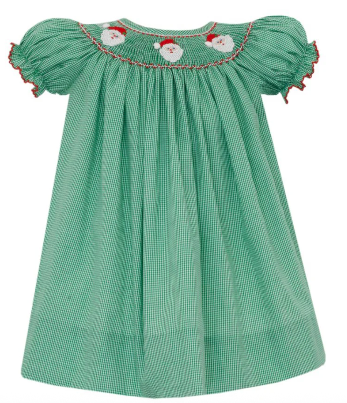 SANTA FACE GIRL'S - Green Gingham Bishop 141A