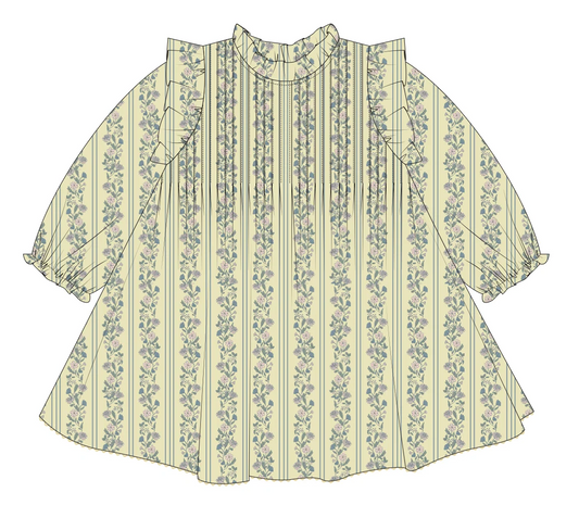 Elizabeth Dress - Yellow Floral Stripe