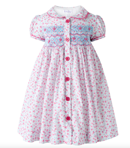 Floral Smocked Button-Front Dress and Bloomers