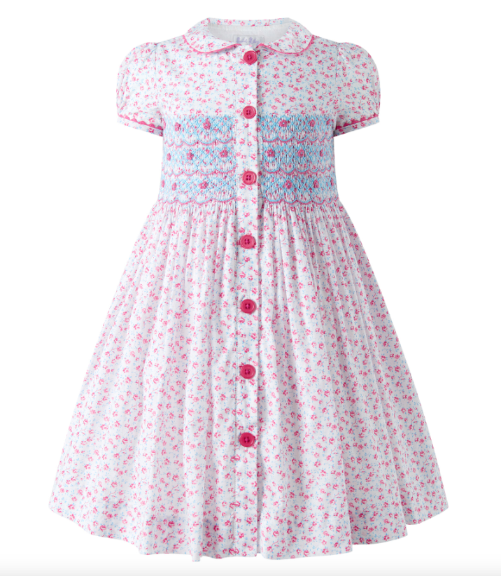 Floral Smocked Button-Front Dress