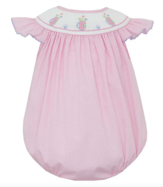 Golf Girl's Pink Microcheck Angel Wing Bishop Bubble with Insert