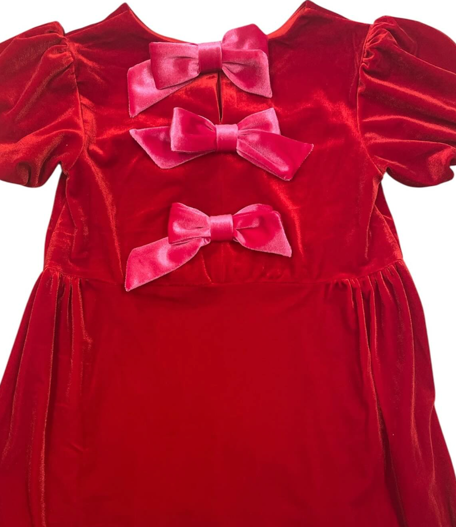 Red Velvet Bow Dress