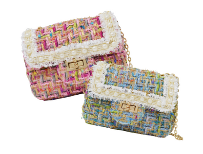 Classic Tweed Handbag with Pearls - Tween