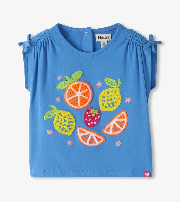 Citrus Surprise Crochet Ruched Tee