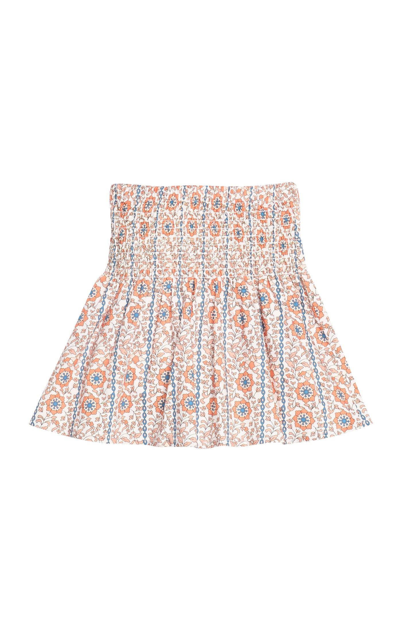 Shirred Circle Skirt - Verbier Vines Orange