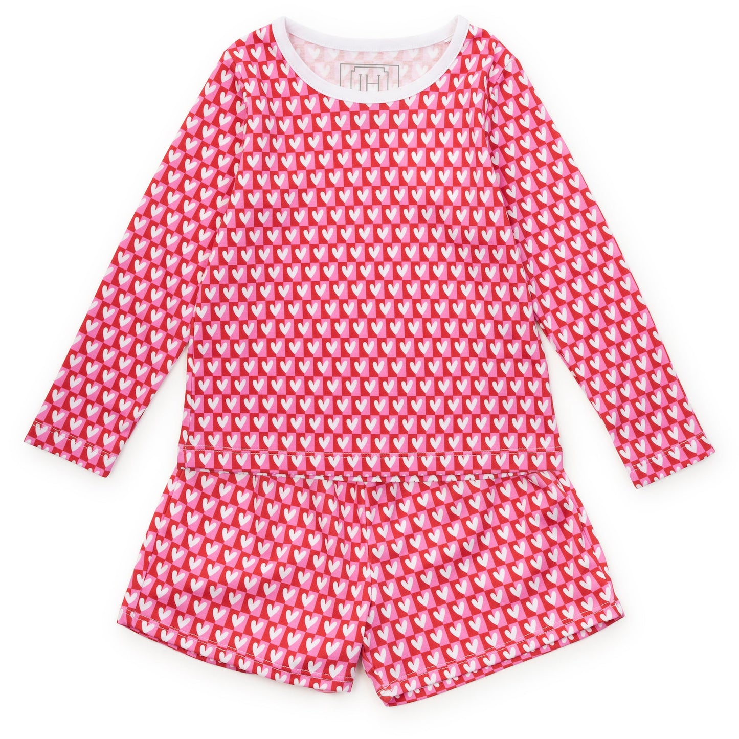 Sophie Short Set - Checkered Hearts Red - Tween