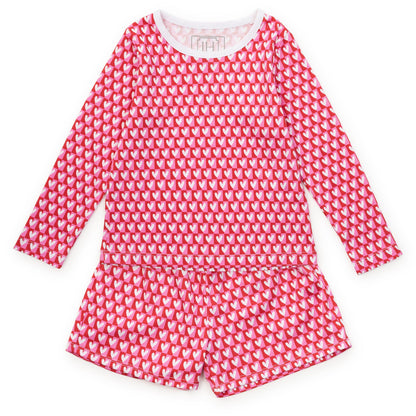 Sophie Short Set - Checkered Hearts Red - Tween
