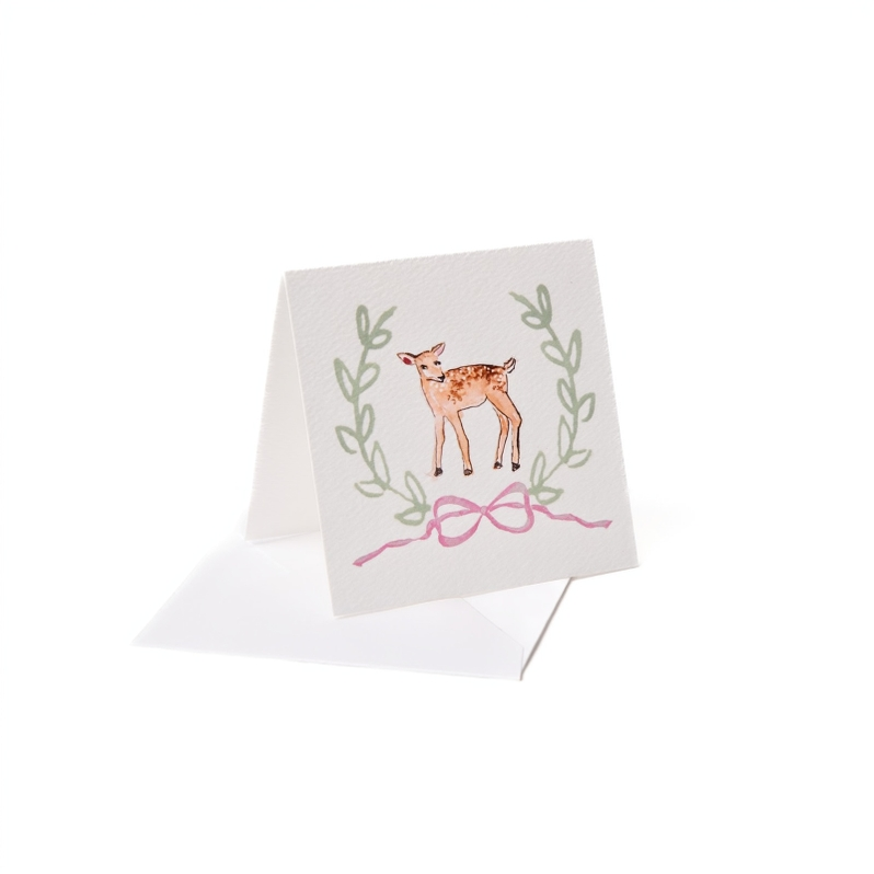 Deer with Pink Bow Enclosure Card