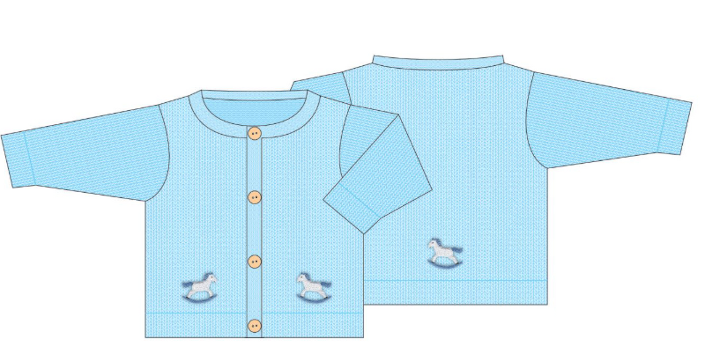 Crochet Cardigan - Blue Rocking Horse