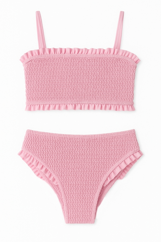 June Crinkle Ruffle Bandeau Two Piece Swimsuit