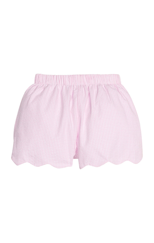 Scallop Short - Light Pink Seersucker Gingham