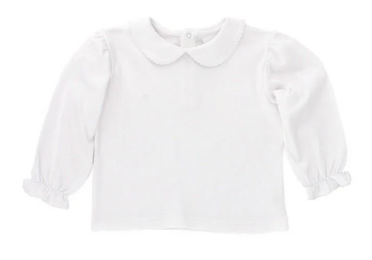 White Knit - Girls L/S Shirt Button Back