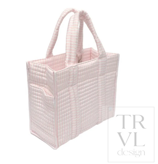 QUILTED MINI GO GO TOTE - PIMLICO STRIPE PINK