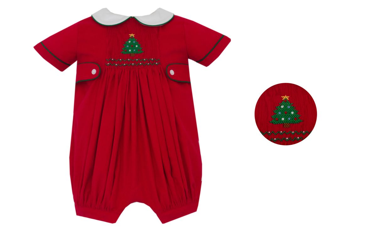 X´mas TREE BOY´S - Red Corduroy boy's short bubble S/S (320BB-AH26)