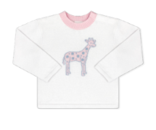 Cozy Up Sweater - Sterling White W/ Pink And Blue Giraffe
