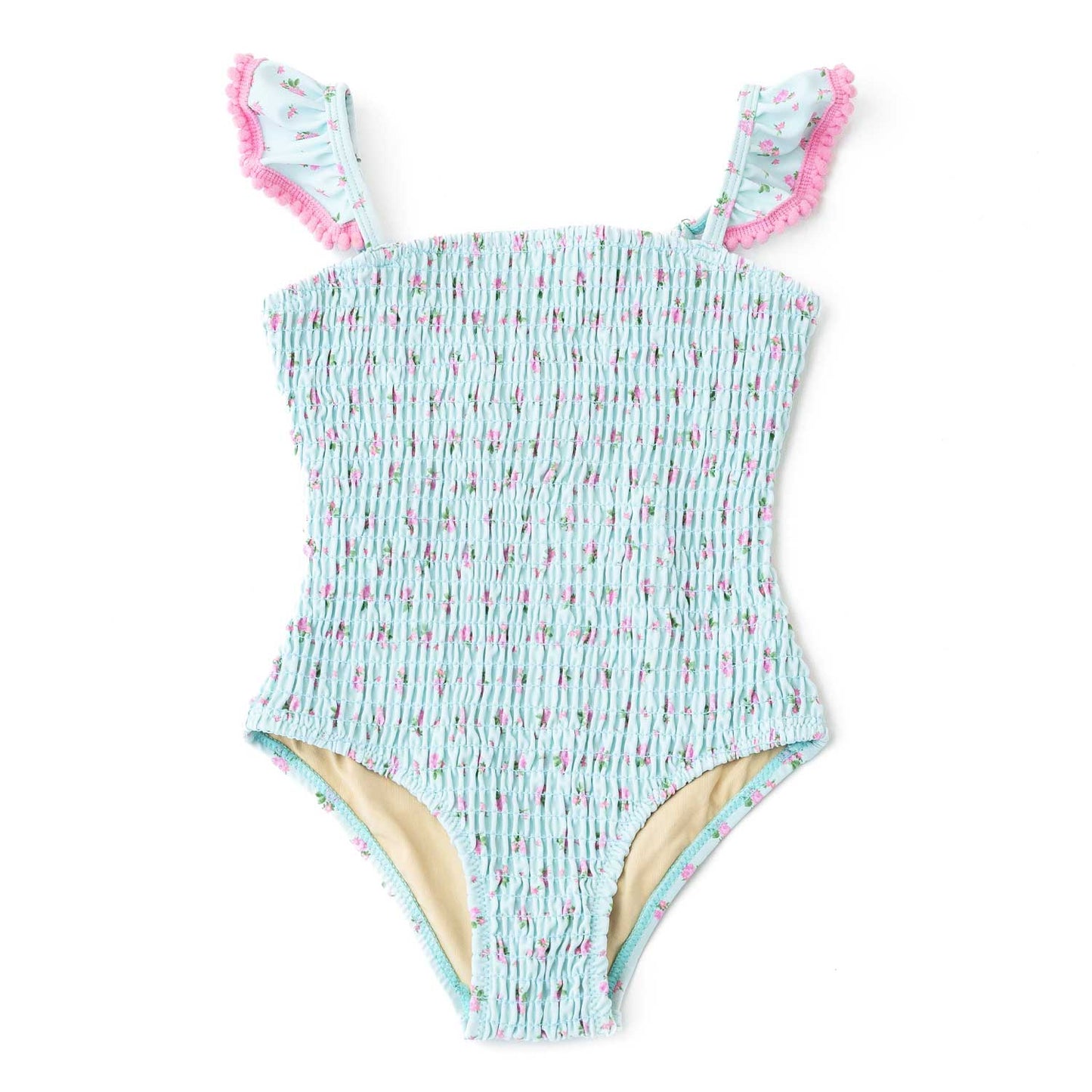 Seaside Rose Mint Floral Smocked One Piece - Tween