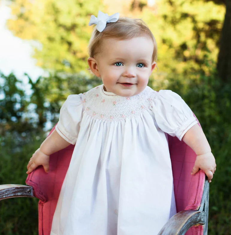 Pink Pearl Flower Bishop Dress 86549