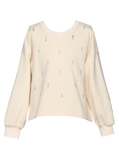 French Terry Sweatshirt w/ Rhinestones - Tween