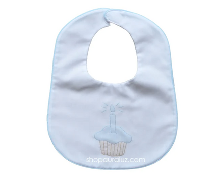 118 Large Birthday Bib - White with binding trim