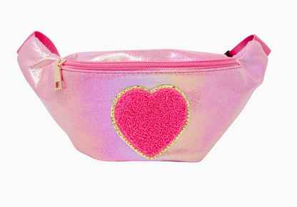 Shiny Heart Patch Sling Bag - Tween