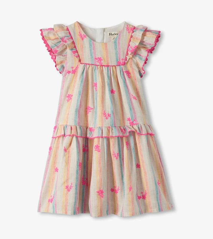 Embroidered Flowers Frilly Dress