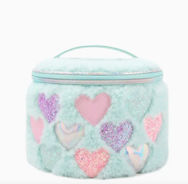 Heart Patched Sherpa Round Glam Bag - Tween