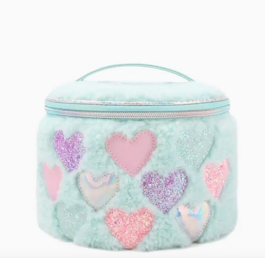 Heart Patched Sherpa Round Glam Bag - Tween
