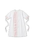 Treasured Daygown - Blessings White Batiste w/ Blessings Pink Ruffle and Flower Embroidery