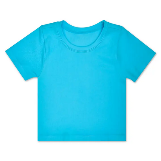 Turquoise Ribbed Short Sleeve Shirt - Tween