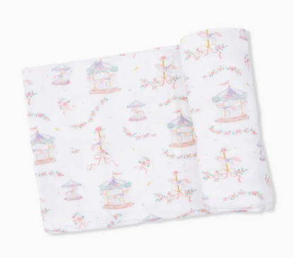 Carousel with Bows Swaddle Blanket
