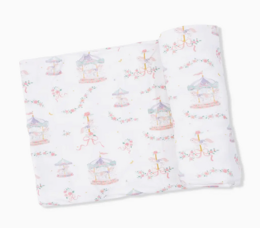 Carousel with Bows Swaddle Blanket