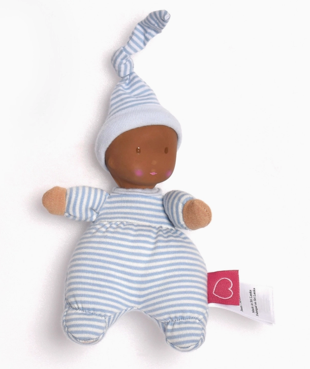 Precious dark Skin Rubber Doll Blue Stripe - Blue