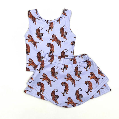 Printed Athletic Skirt Set - Tigers - Tween