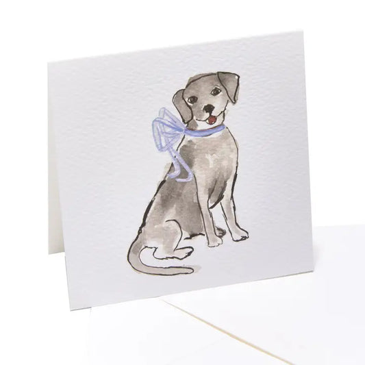 Black Puppy with Blue Bow Enclosure Card