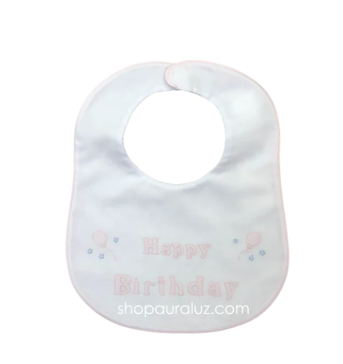 118 Large Birthday Bib - White with binding trim