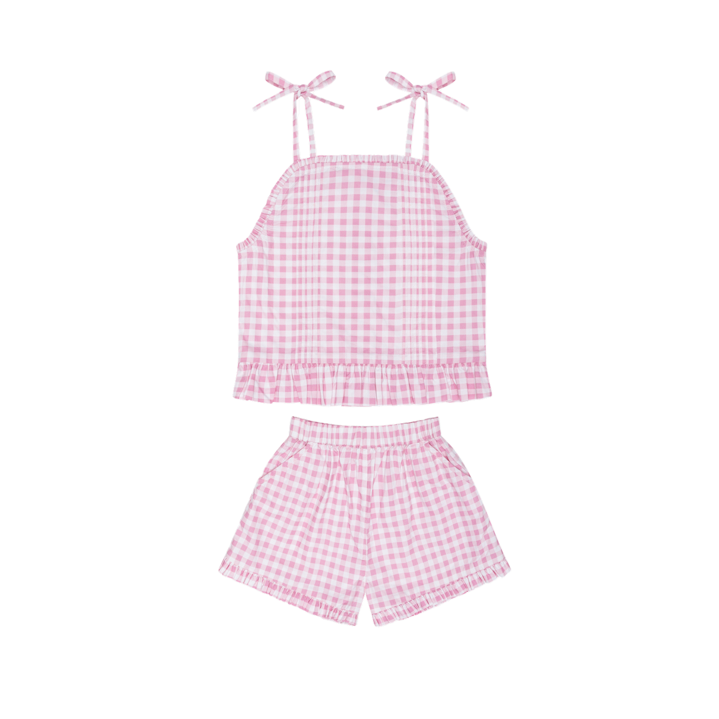 Girls Blush Gingham Tie Tank and Short Set TWEEN