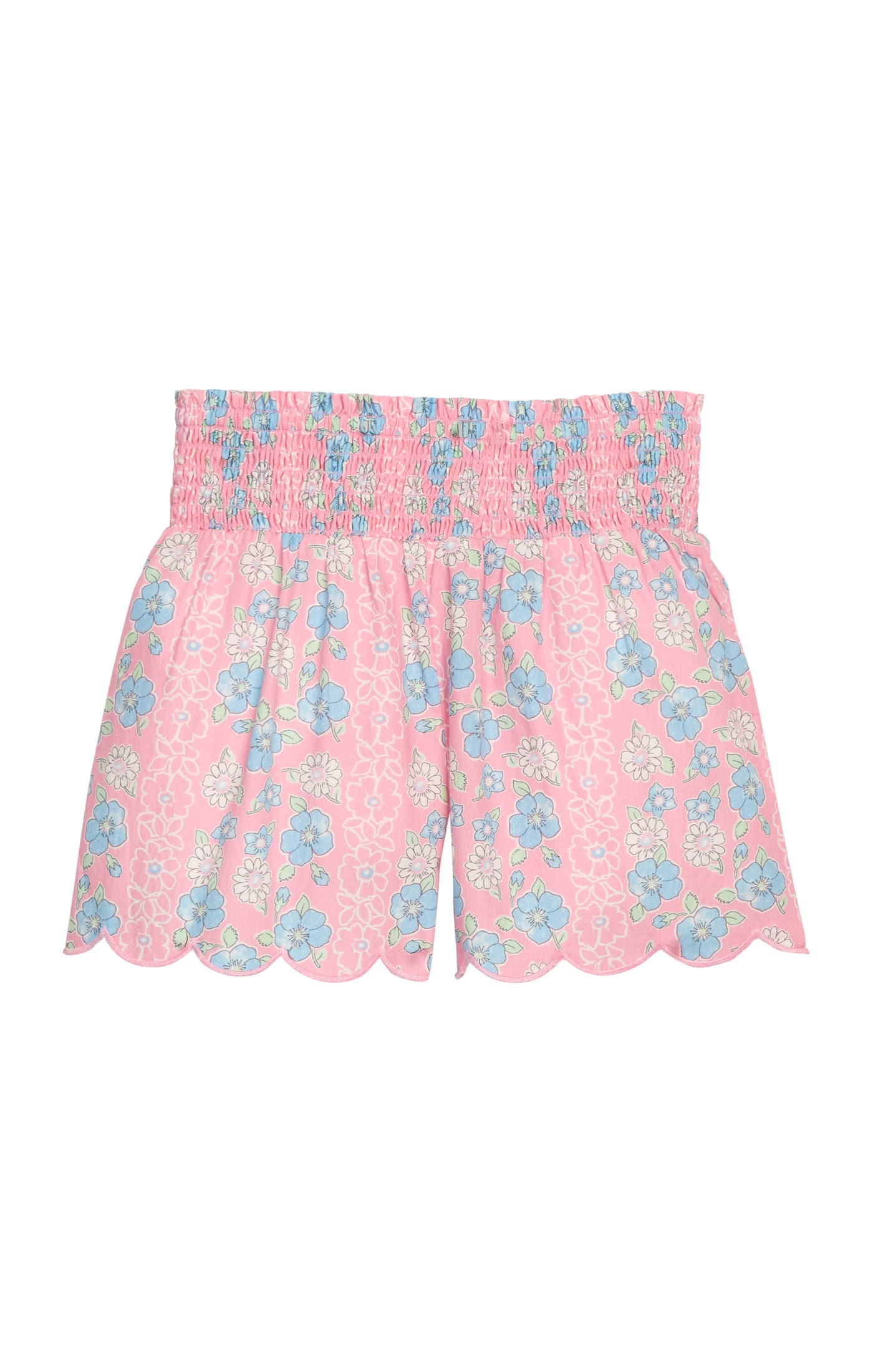 Shirred Scallop Shorts - Spring Marguerite Floral - Tween