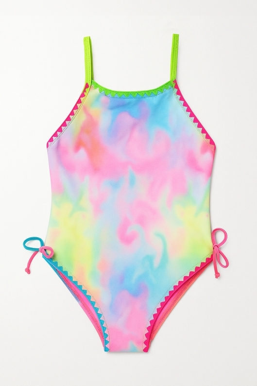 Azura Marble Printed One Piece Swimsuit with Embroidered Trim