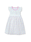 Pinafore Dress - Bundles of Blooms Print w/ White Eyelet and Pink Welting