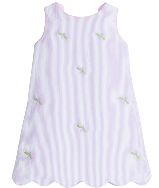 Dragonfly Embroidered Bow Back Dress