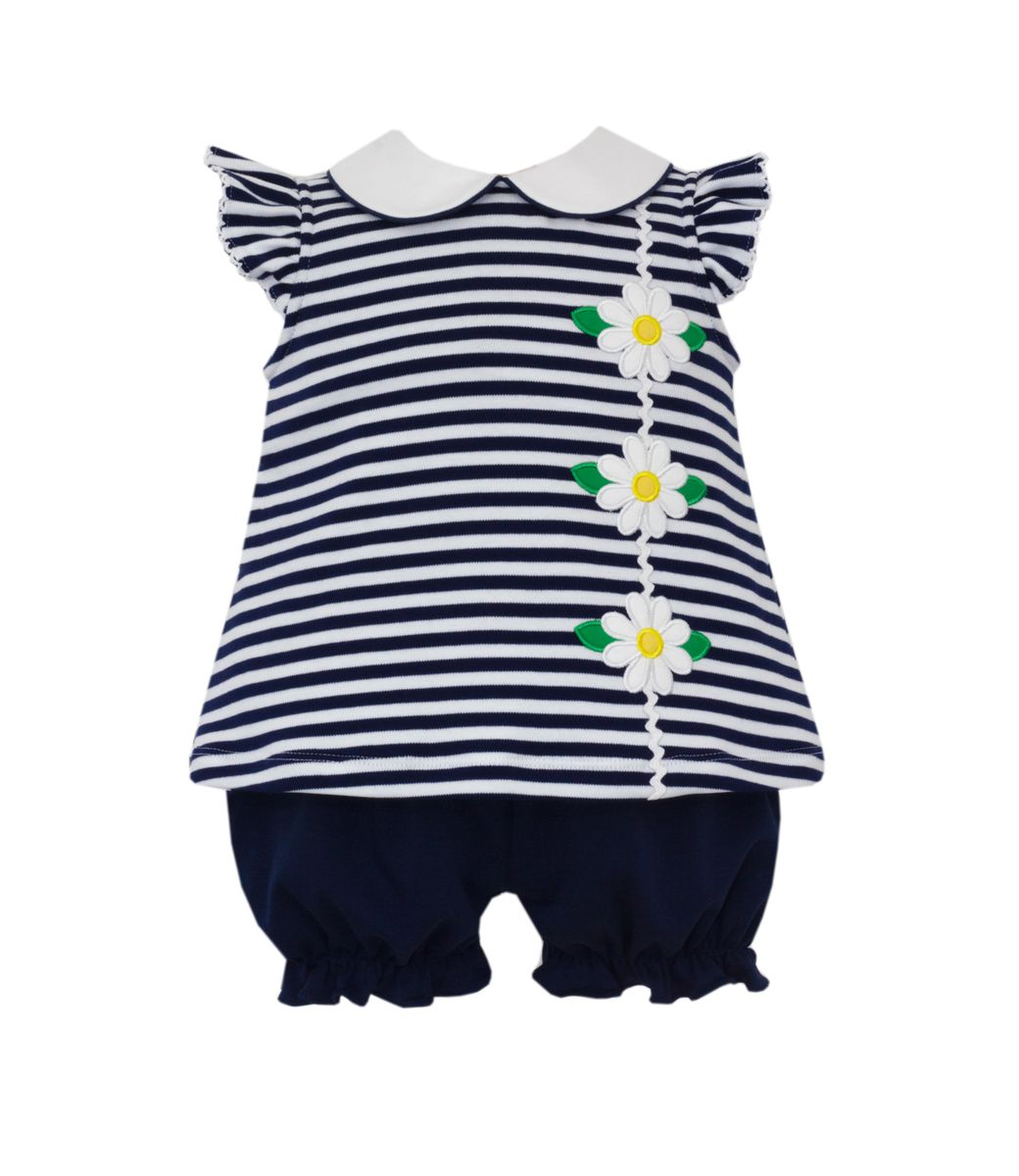 DAISIES - Navy blue knit stripe bloomer set (5003C-CS27)