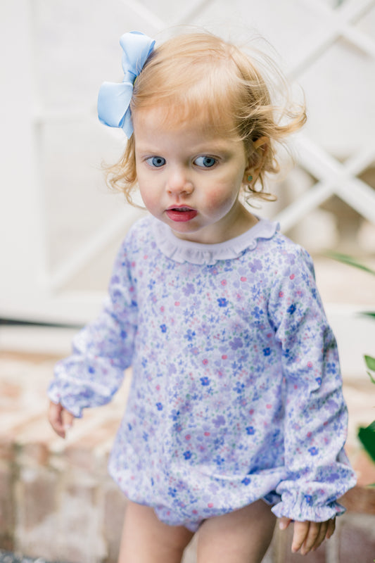 Iris Garden Blue Floral L/S Girl Bubble